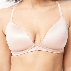 38B Breezies Shimmer Microfiber Front Close Wirefree Bra LARGE Adjustable Straps